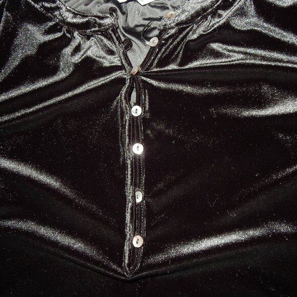 Caffe Marrakesh stretch black velvet blouse women's L long sleeve goth witchy - Picture 5 of 5